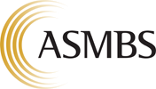 ASBMS logo with gold arcs and black text: