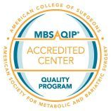 Logo for the American College of Surgeons, indicating accreditation for metabolic and bariatric surgery, labeled