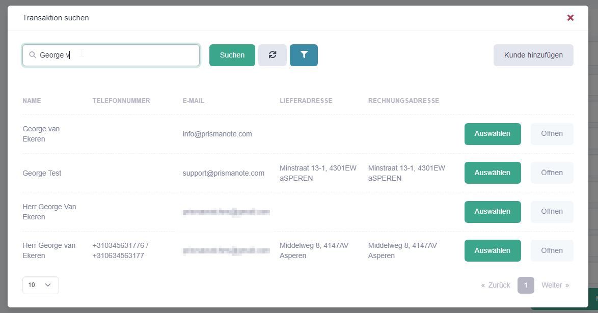 Kunden in | Prismanote Juweliersoftware, Kasse, Shop, Warenwirtschaft