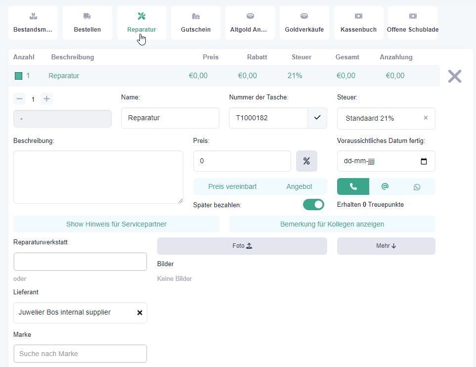 Die Reparaturverwaltung in | Prismanote Juweliersoftware, Kasse, Shop, Warenwirtschaft