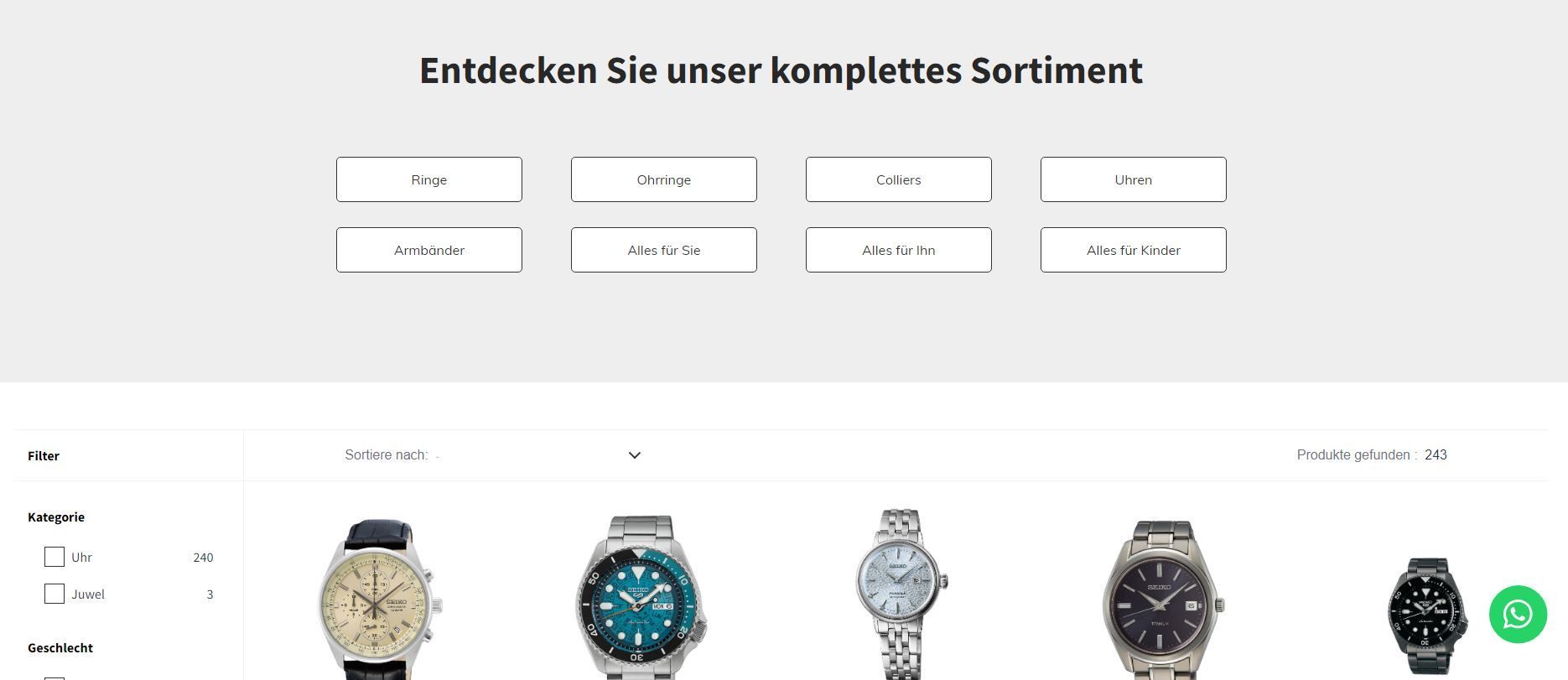 Prismanote Webseite mit Prisma Uhren