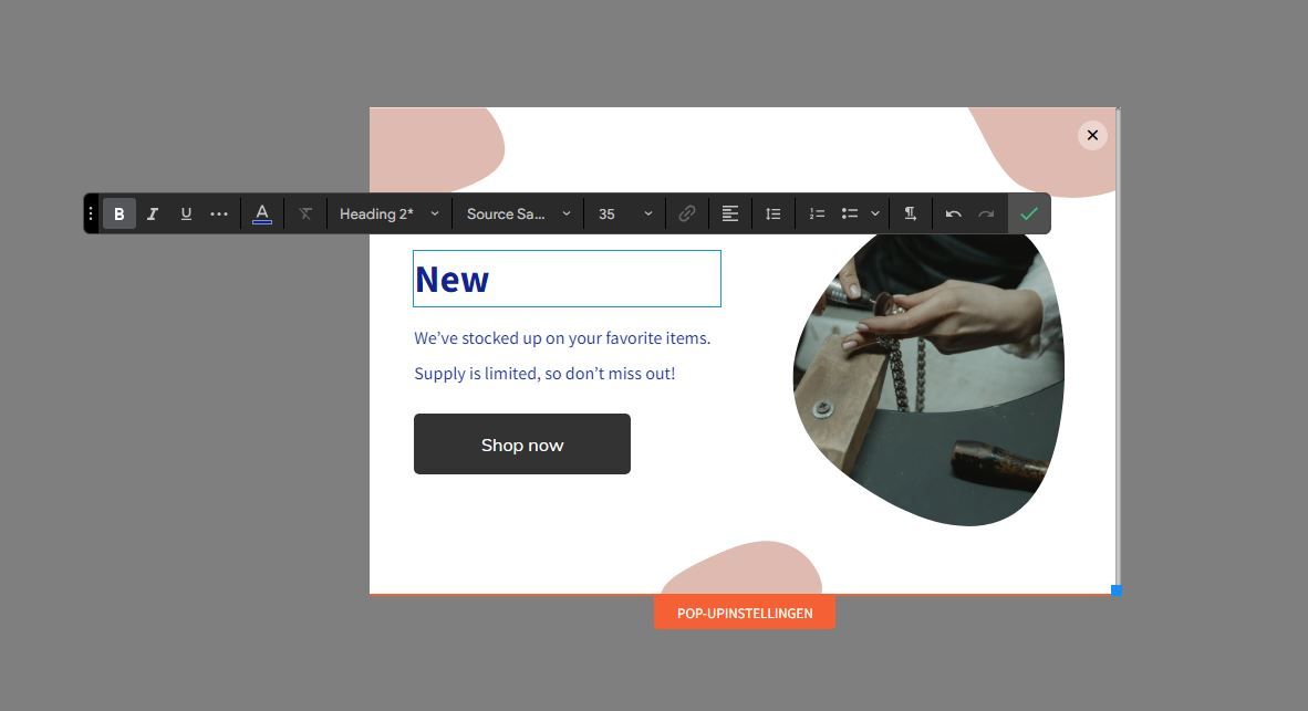 pop-ups erstellen mit Prismanote website builder