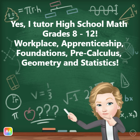 avatar of Marissa showing the subjects she tutors in high school math