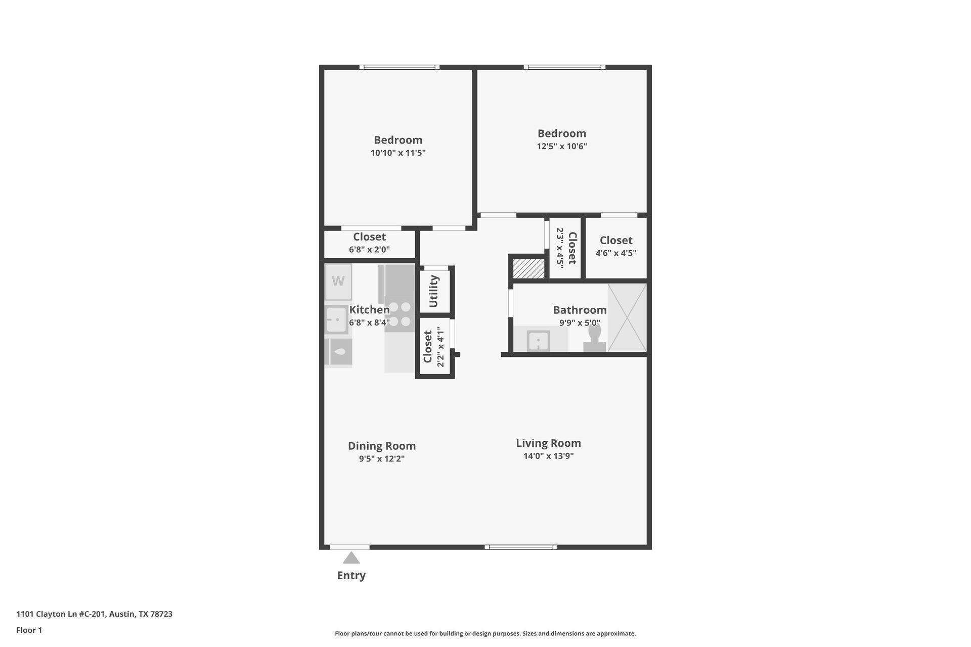 Black-and-white architectural floor plan showing multiple rooms and hallway layout