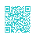 Turquoise QR code on a white background