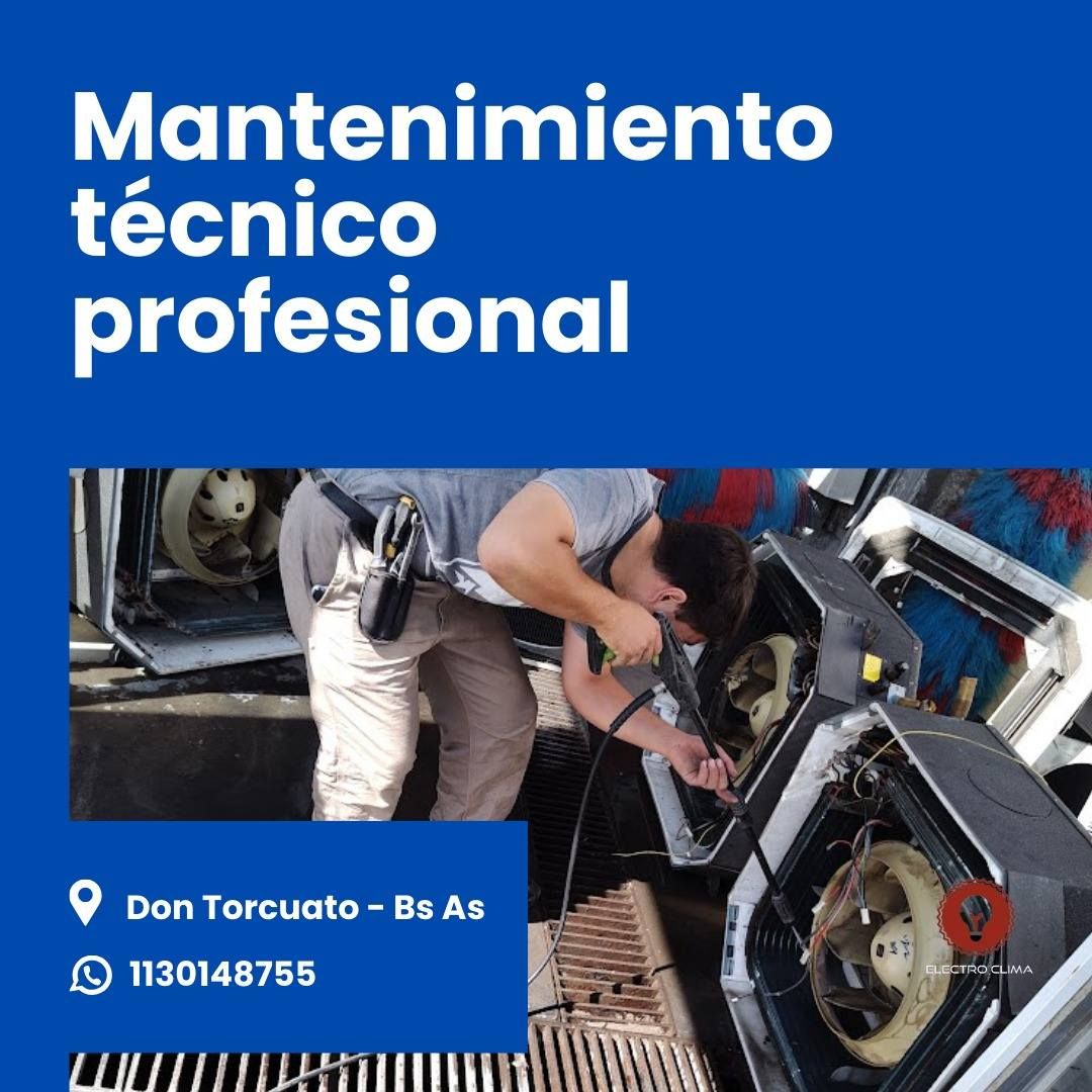 Hombre trabajando en maquinaria en Don Torcuato, Bs As, con texto
