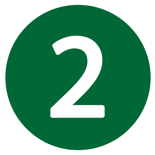 White number 2 in a green circle.