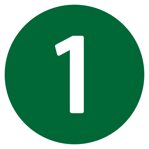 White number 1 in a green circle.