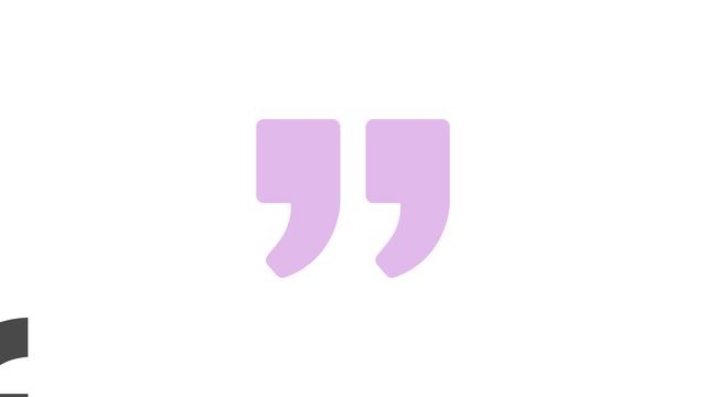 A purple quote icon on a white background.