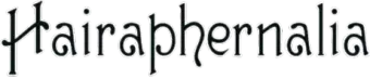 A black and white logo for Hairaphernalia with a phone number. The word hairaphernalia is written in black on a white background.