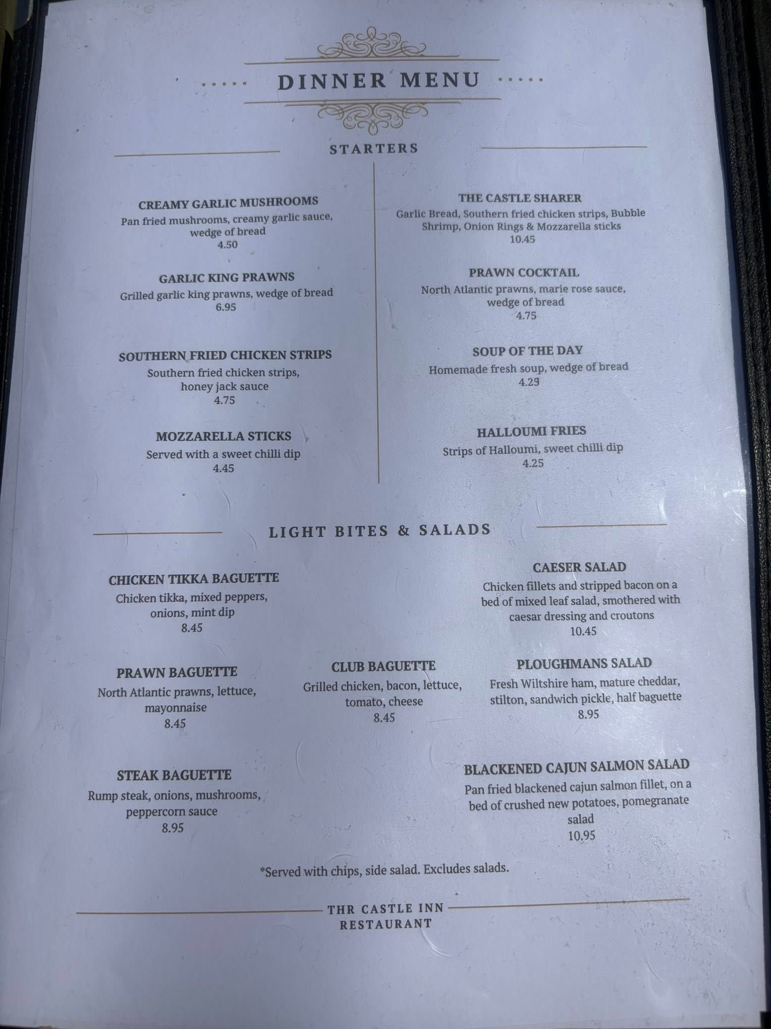 The Castle Pontywaun Menu