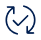 Um símbolo de visto inscrito dentro de uma seta circular.