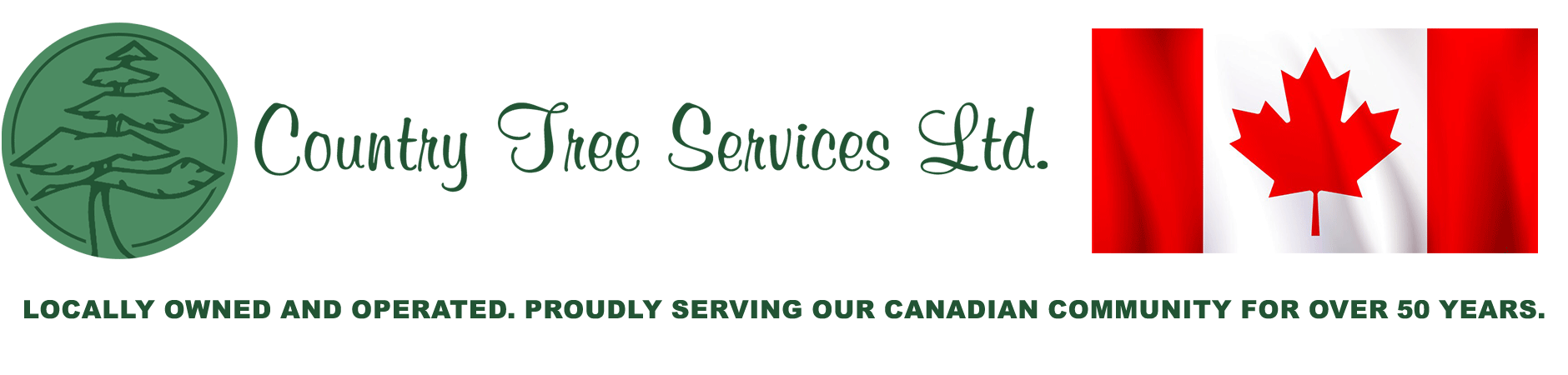 County Tree Services Ltd. logo with green tree icon and red maple leaf, plus Canadian-themed tagline.