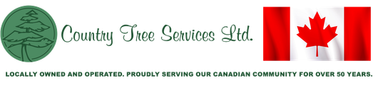 County Tree Services Ltd. logo with green tree icon and red maple leaf, plus Canadian-themed tagline.