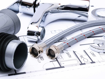 Plumbing equipment on a house plan