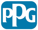 PPG logo in white letters on a blue rounded rectangle background