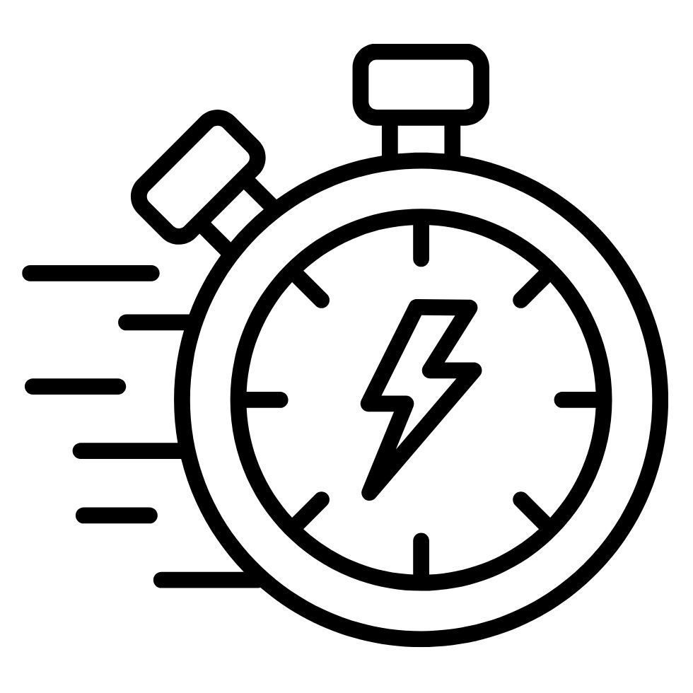 A stopwatch with a lightning bolt on it.