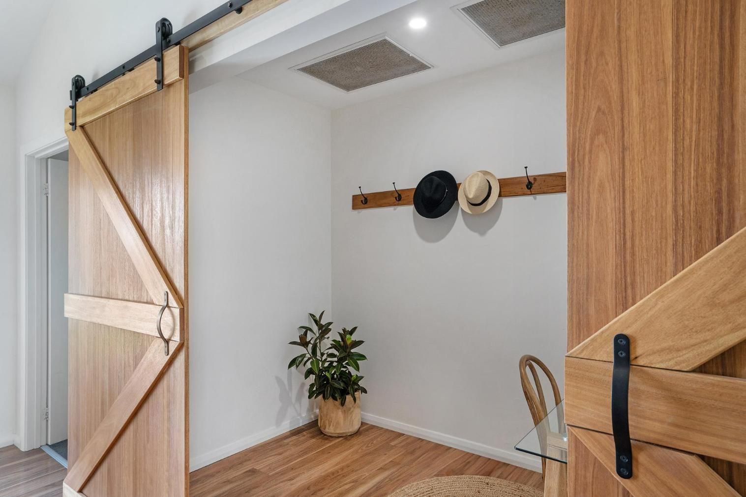 A Room with A Sliding Barn Door and A Plant — Jonobilt in Singleton, NSW