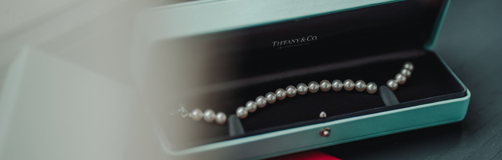 A close up of a pearl necklace in a box.