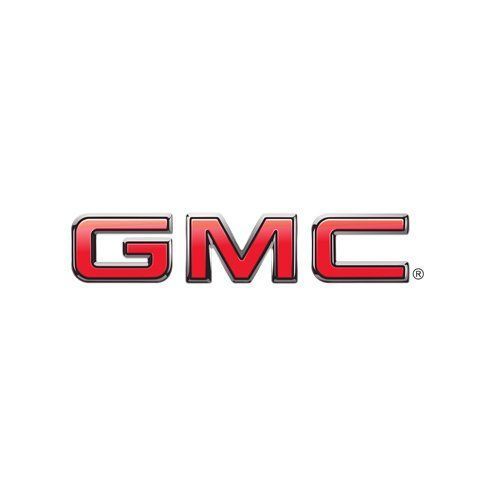 Red GMC logo in metallic red and black on a white background