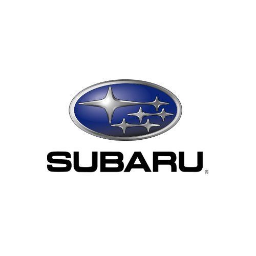 Subaru logo: blue oval with silver stars above bold black &ldquo;SUBARU&rdquo; text