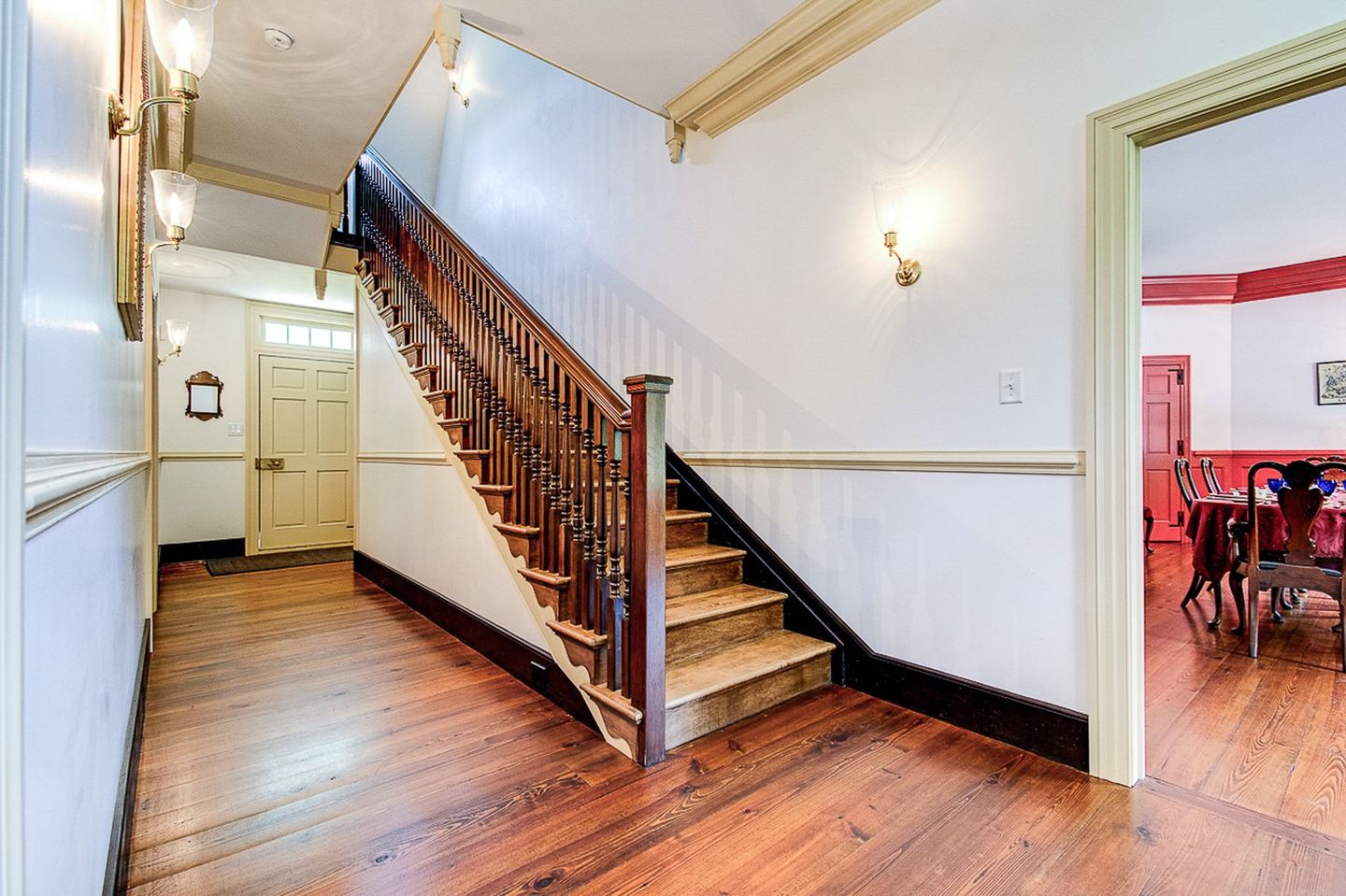 This photo is the main stairwell and entrance to the Gracefield Hall BNB.