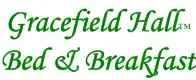 The logo for Gracefield Hall bed and breakfast is green on a white background.