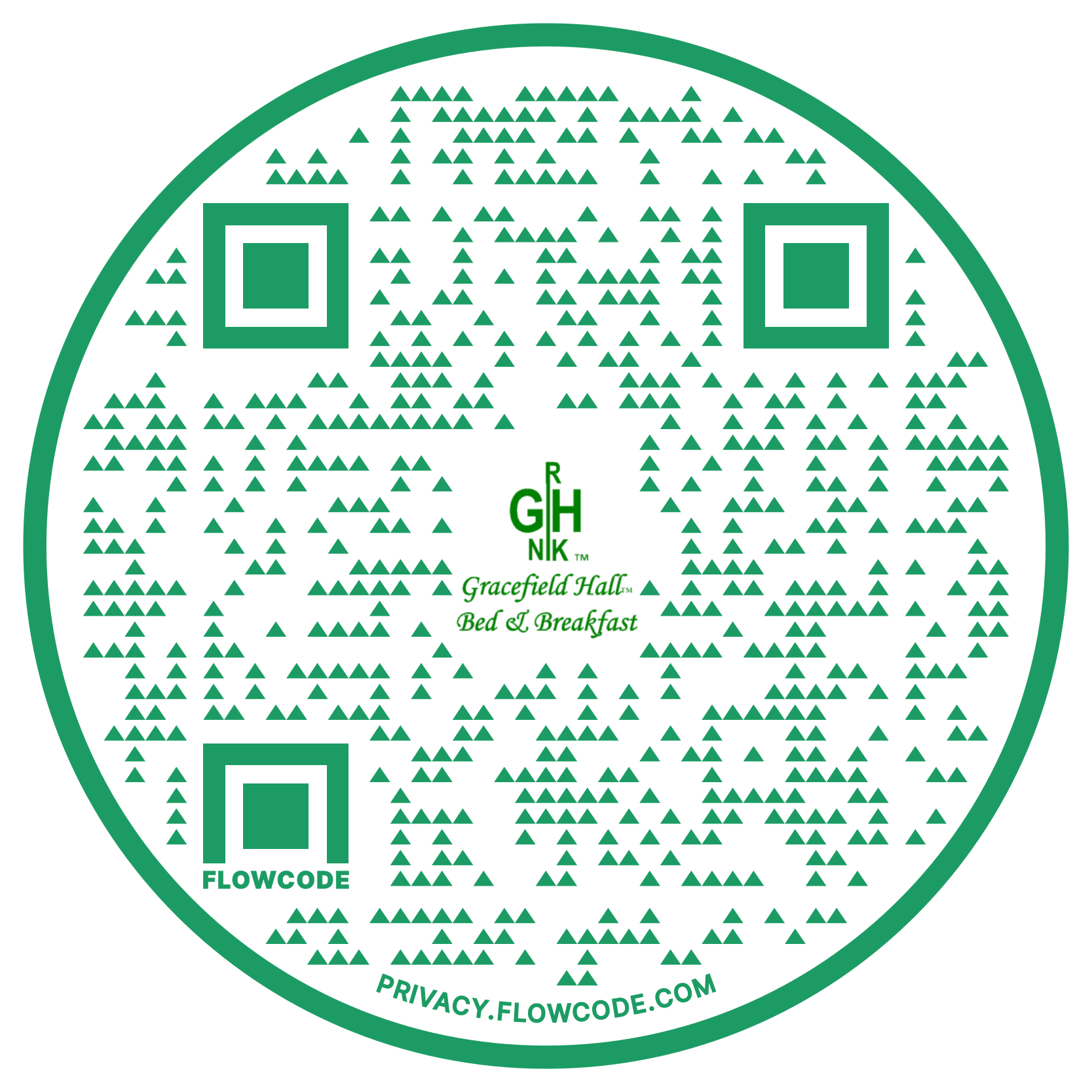 This image is a QR flowcode to scan with a mobile phone's camera. It leads you to the Gracefield Hall BNB.