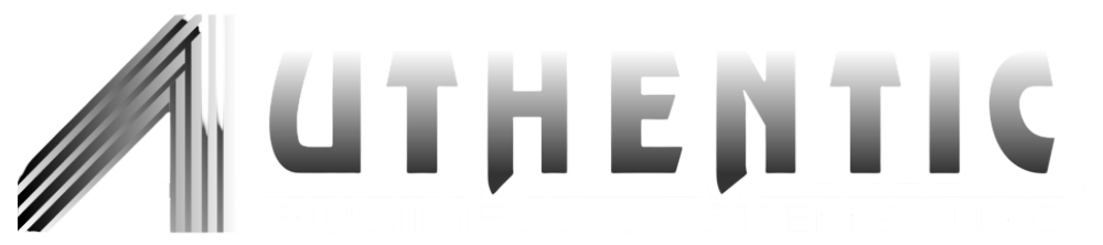 AUTHENTIC logo in gray with a stylized striped “A” icon on a white background