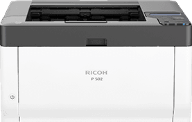 White Ricoh P 502 printer with a dark gray top panel