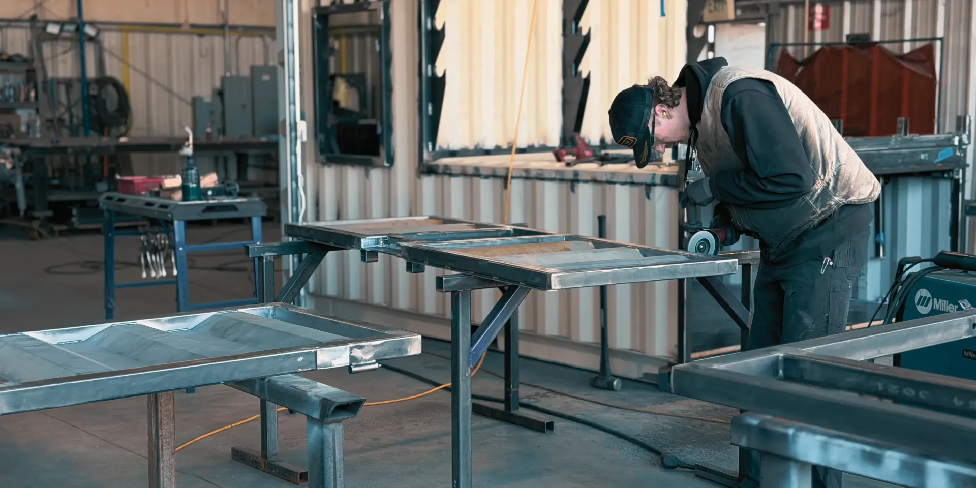 Taylor'd fabricator welding steel training prop frame in Spokane Valley shop