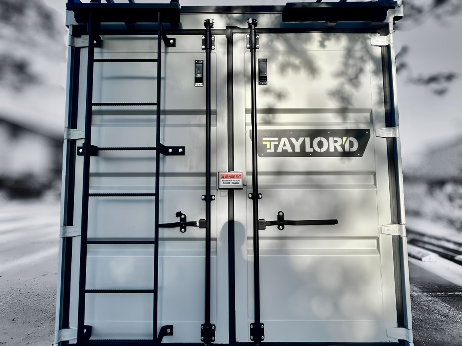 Taylor'd Roof Access Ladder for firefighter training containers