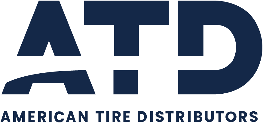 American Tire Distributors logo in blue and white