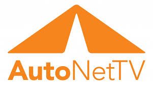 AutoNetTV logo with orange stylized roof icon and text on white background