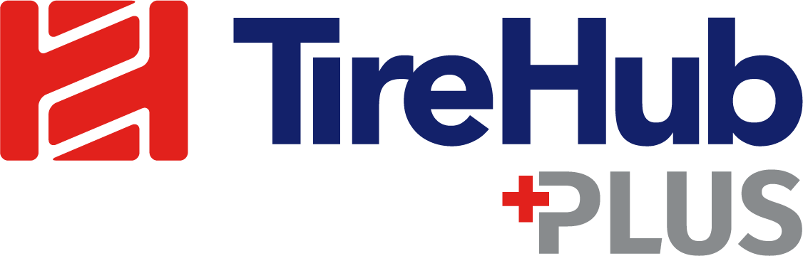 TireHub Plus logo in red, navy, and gray on a white background