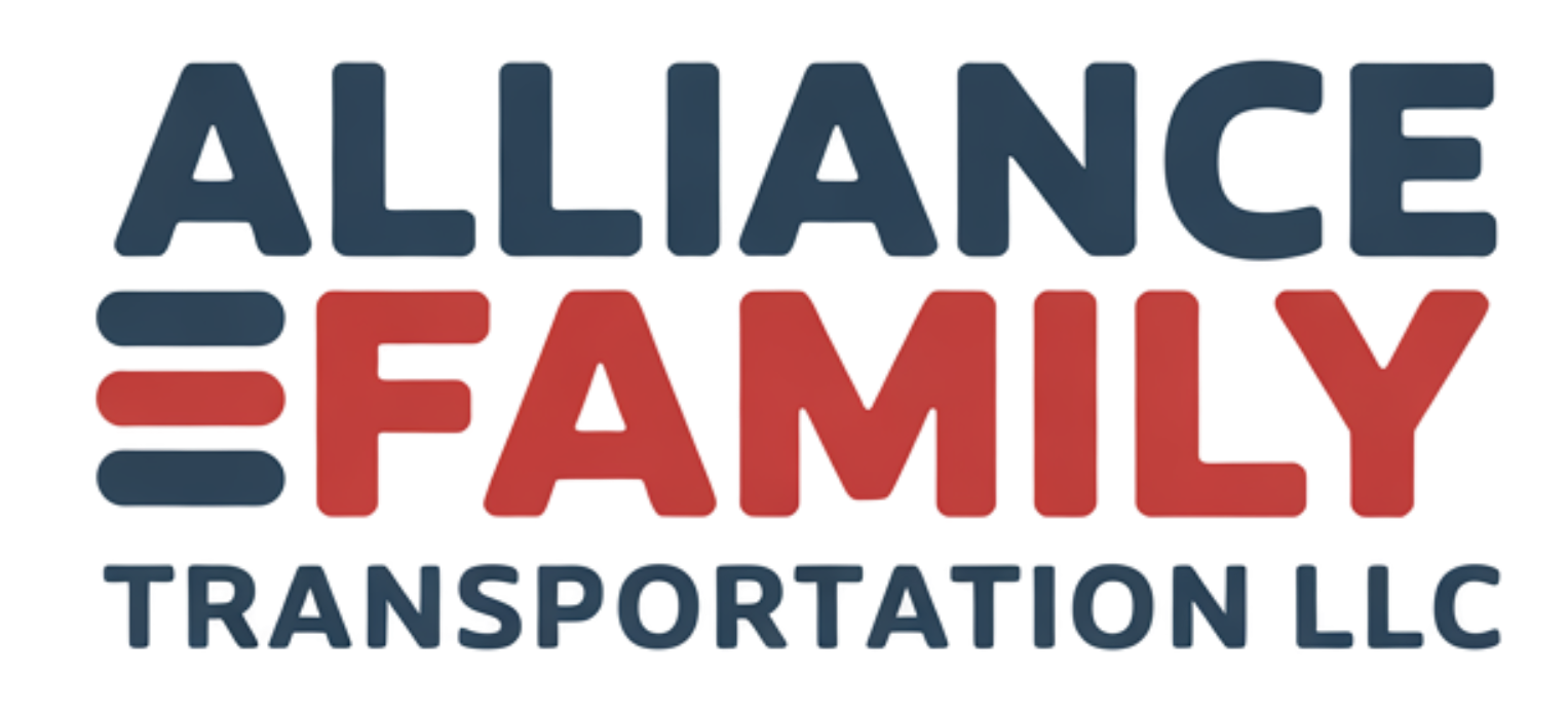 Logo for Alliance Family Transportation LLC. Navy blue 