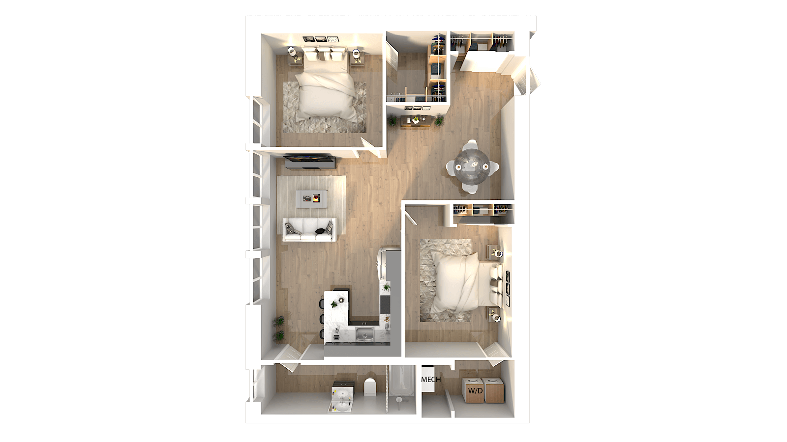 Floor Plan: two bed one bath