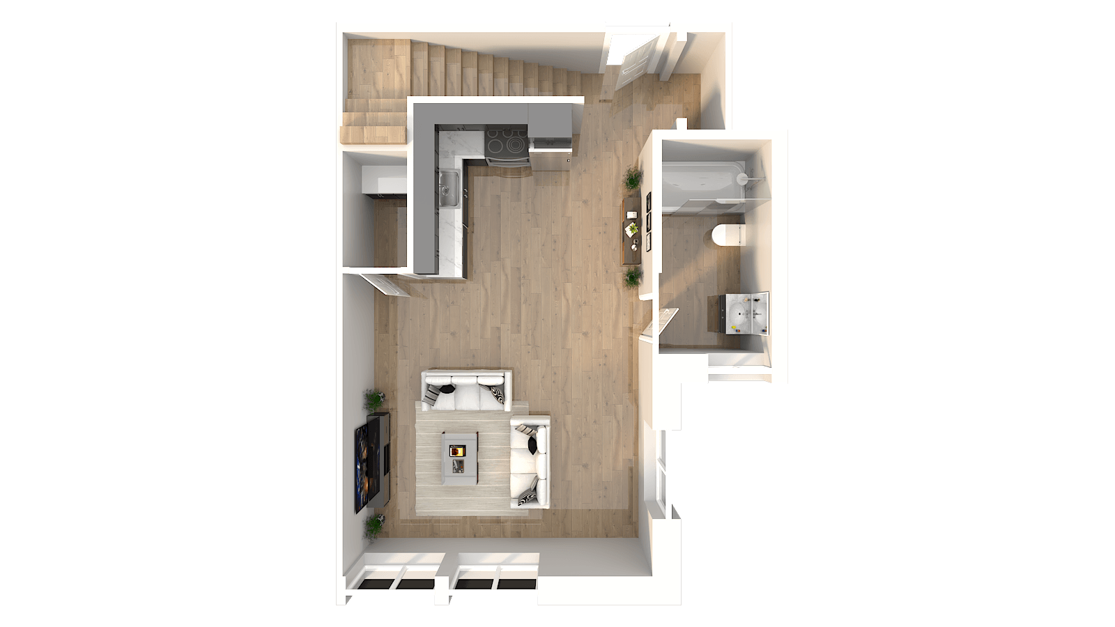 Floor Plan: two bed two bath level one