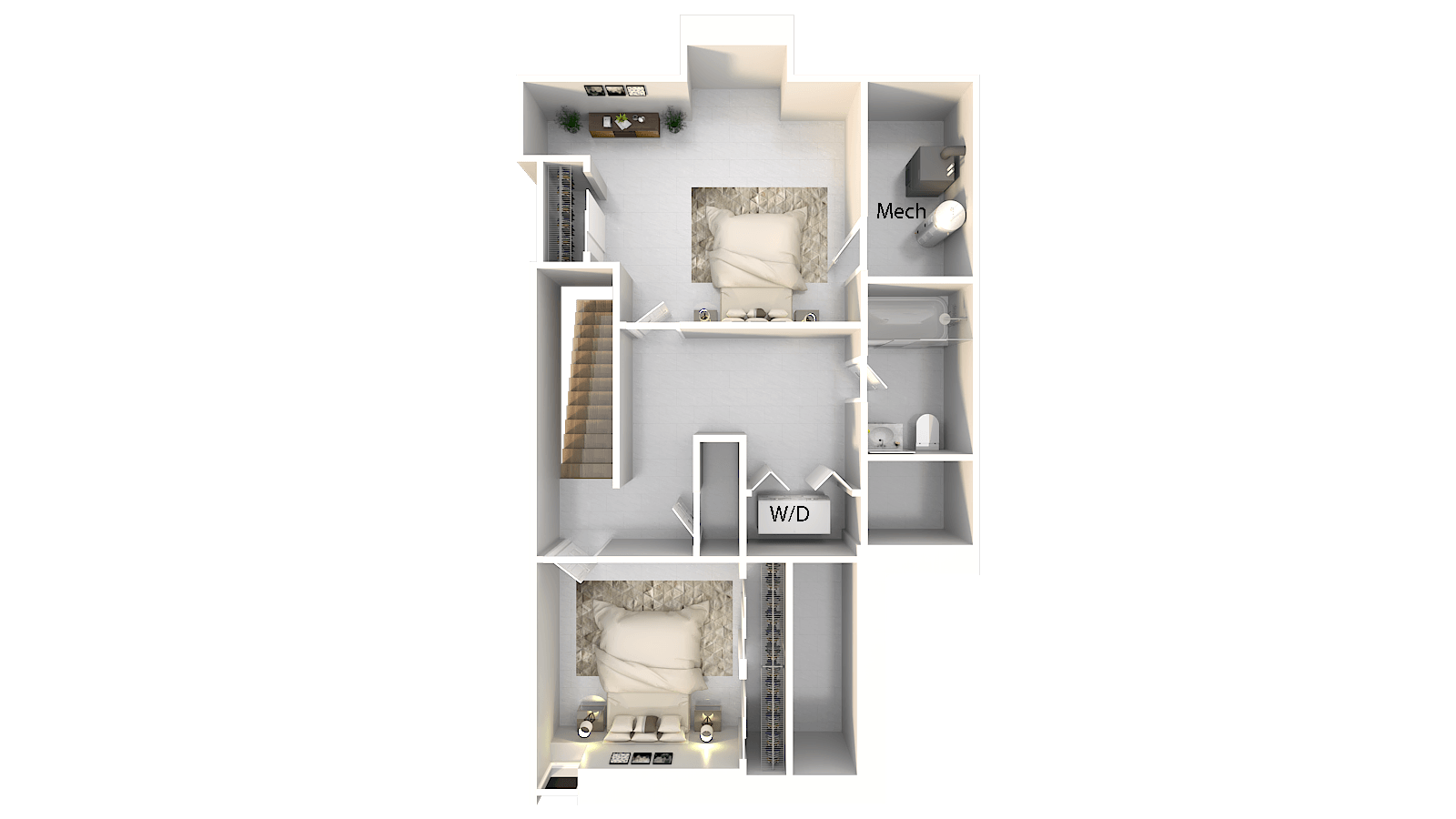 Floor Plan: two bed two bath level 2