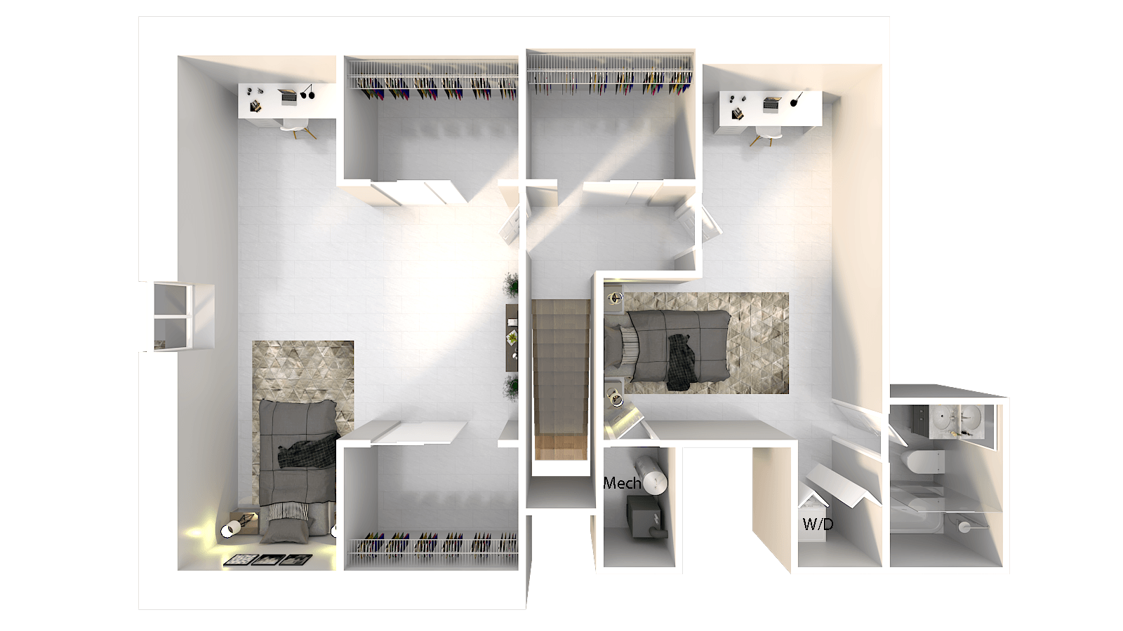 Floor Plan: three bed two bath level two