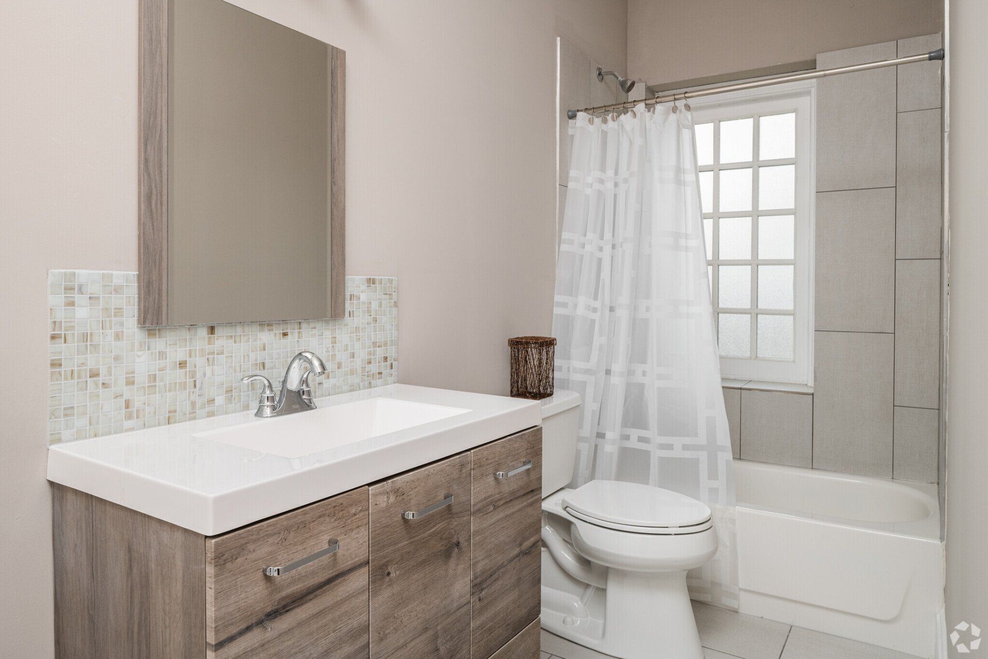 Bathroom with tub and shower