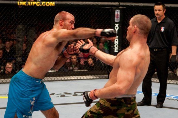 Elvis Sinosic fighting Michael Bisping in the UFC