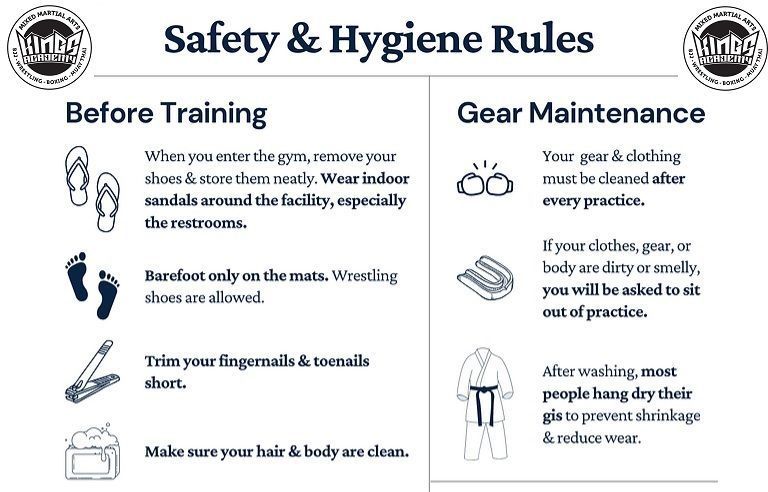 Kings Academy guide for Hygiene for Martial Arts