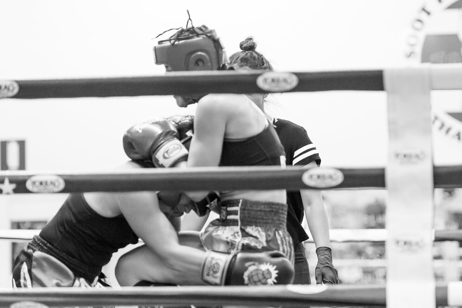 Kings Academy Student Kneeing opponent in the clinch during competition