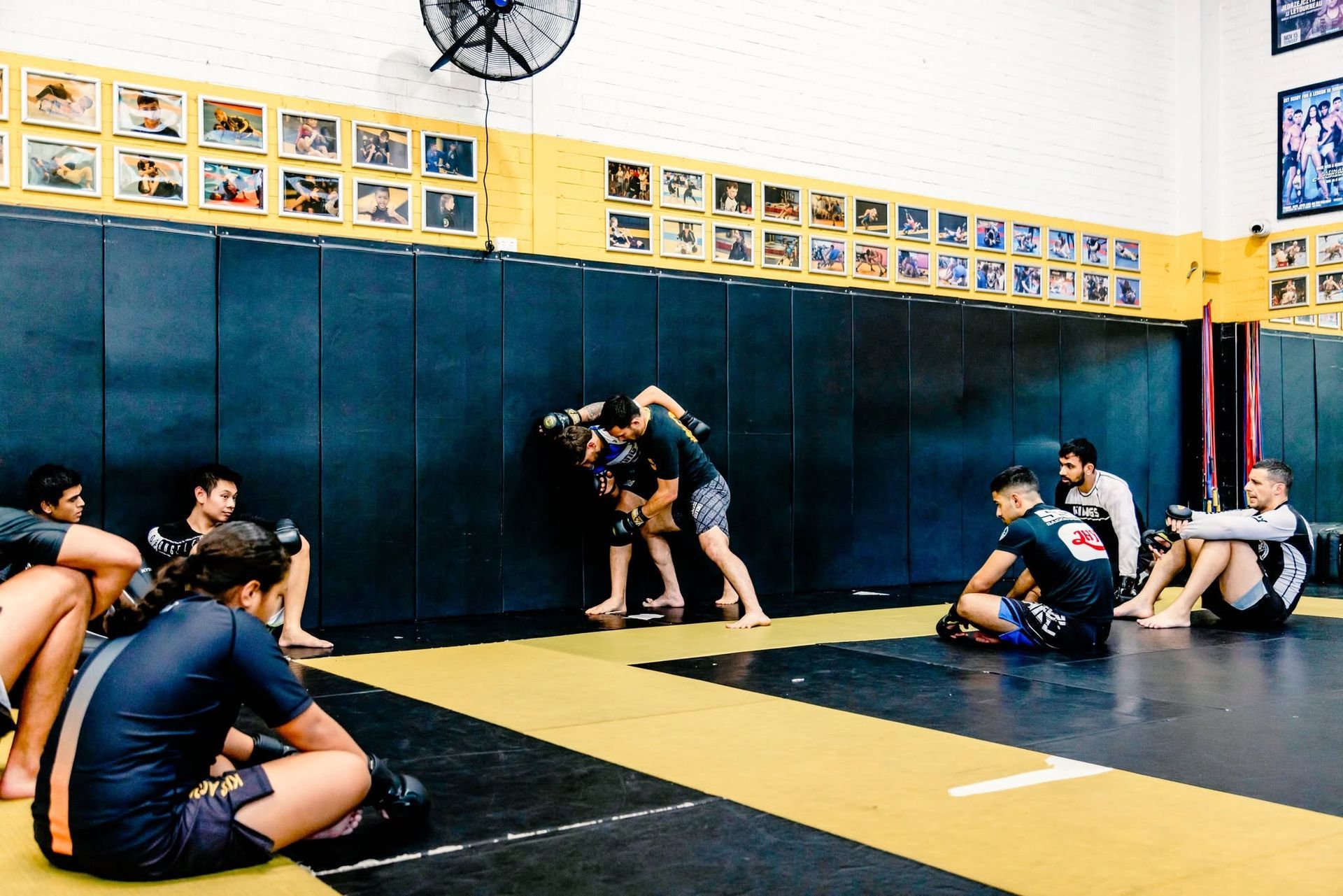 MMA Class learning Wall Fighting skills