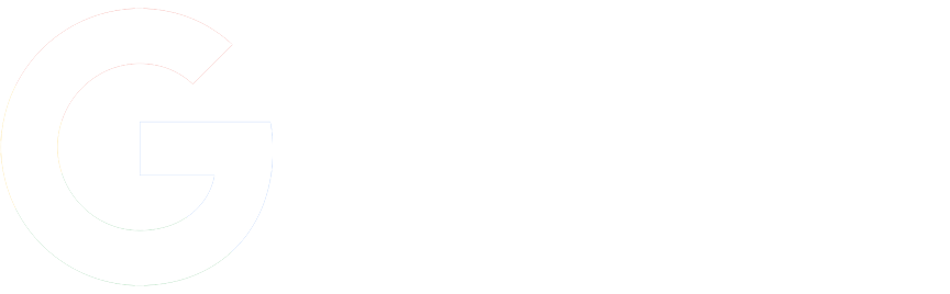 Faint white capital G logo on a white background