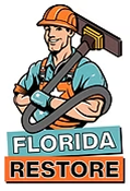 Florida Restore logo with a construction worker holding a hammer and vacuum hose