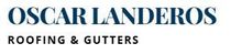 Oscar Landeros Roofing & Gutters logo in blue and black text