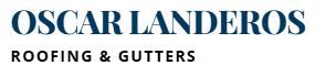 Oscar Landeros Roofing & Gutters logo in blue and black text