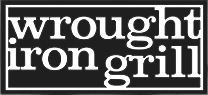 A black and white logo for wrought iron grill.